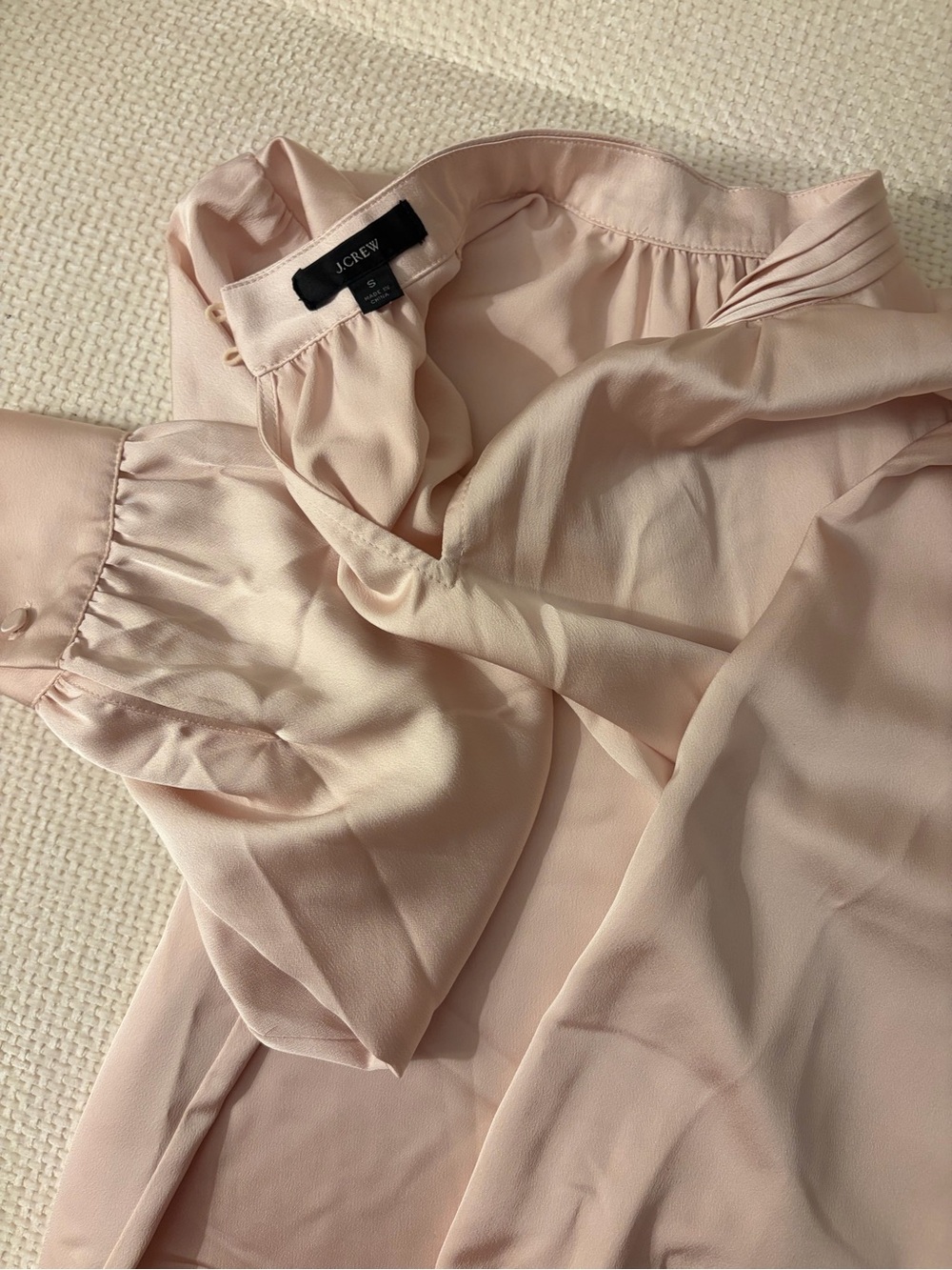 J. Crew Blush Pink Long-Sleeve Satin Blouse - Picture 3 of 3